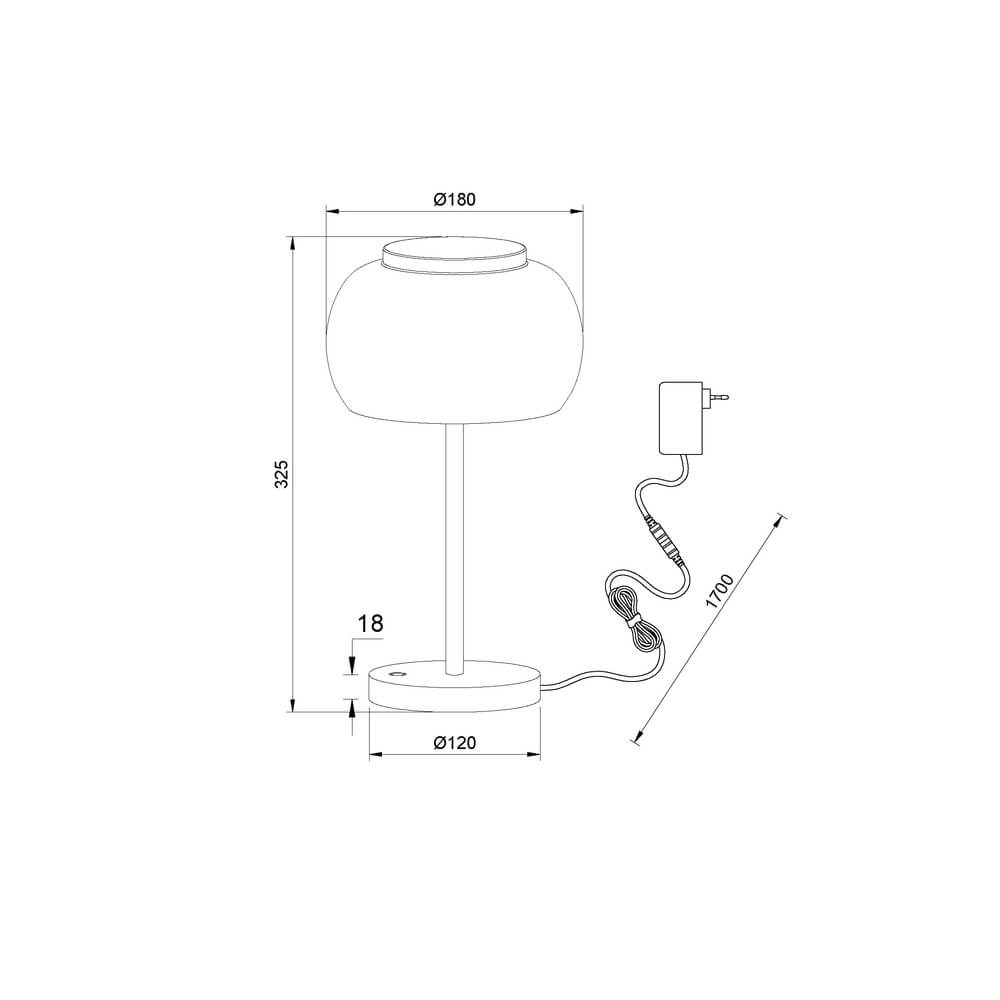 Lampe de table design Bounto avec verre fumé Lyora 4255805301173