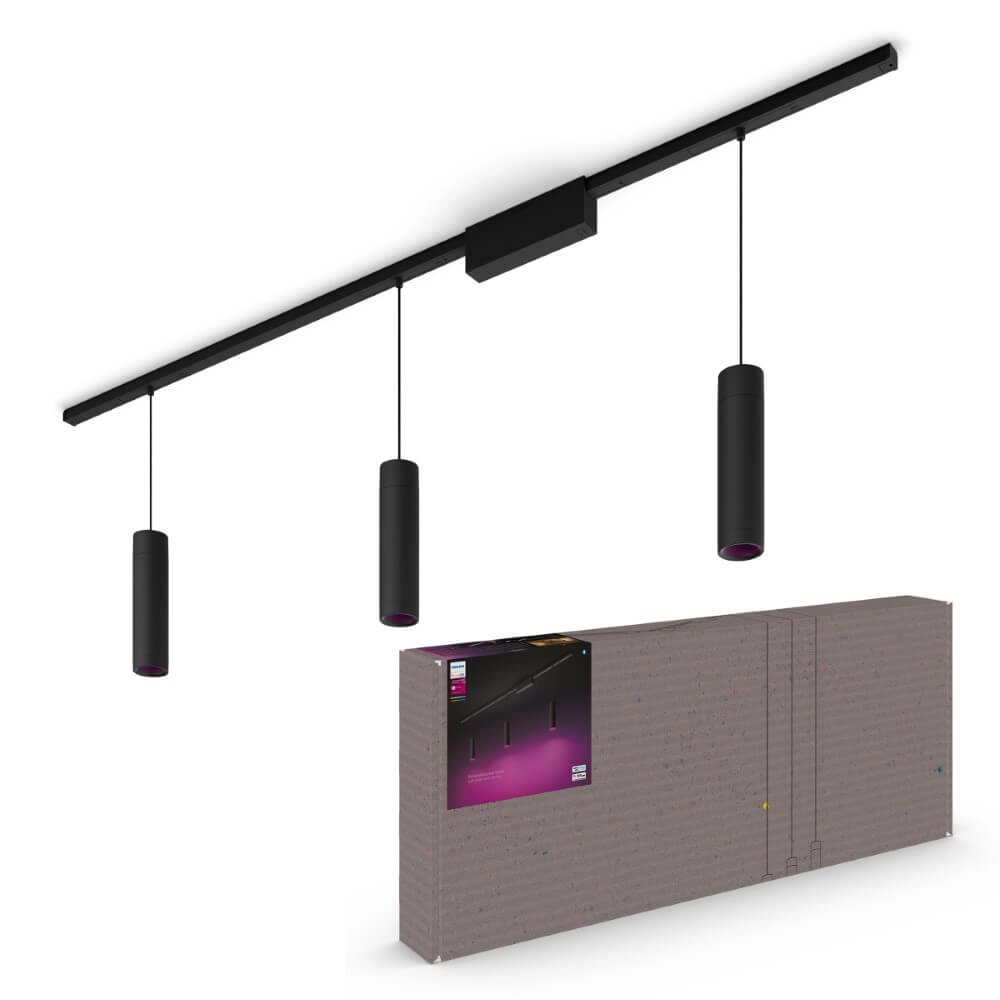 Hue Perifo - White and color set de 3 lampes suspendues noires Philips 8719514407725