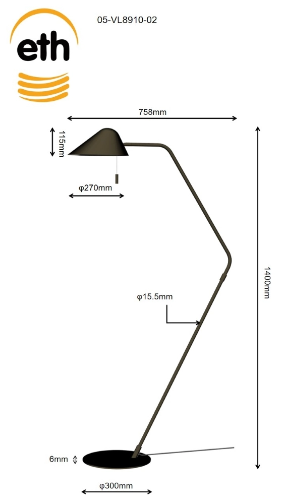 Lampadaire de conception Lotte Anodic Brown ETH 8720195310365
