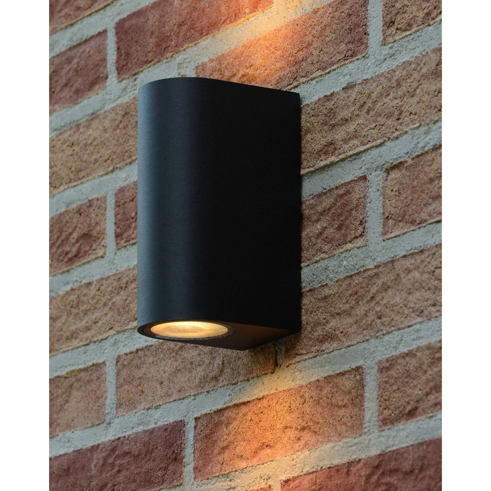 Projecteur mural Zaro IP44 en haut et en bas noir Lucide 5411212690104