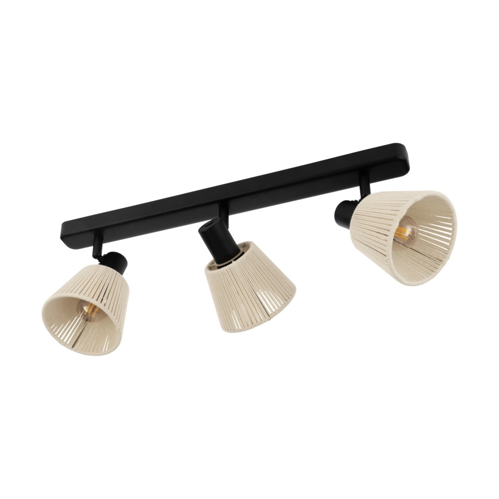 Plafonnier Seagard noir avec rotin 3 lumières Plafonnier Seagard noir avec rotin 3 lumières