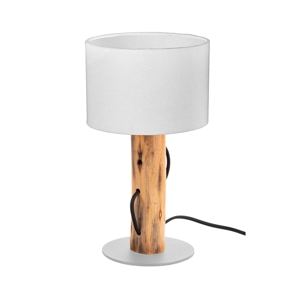 Lampe de table Norin bois avec capuchon blanc