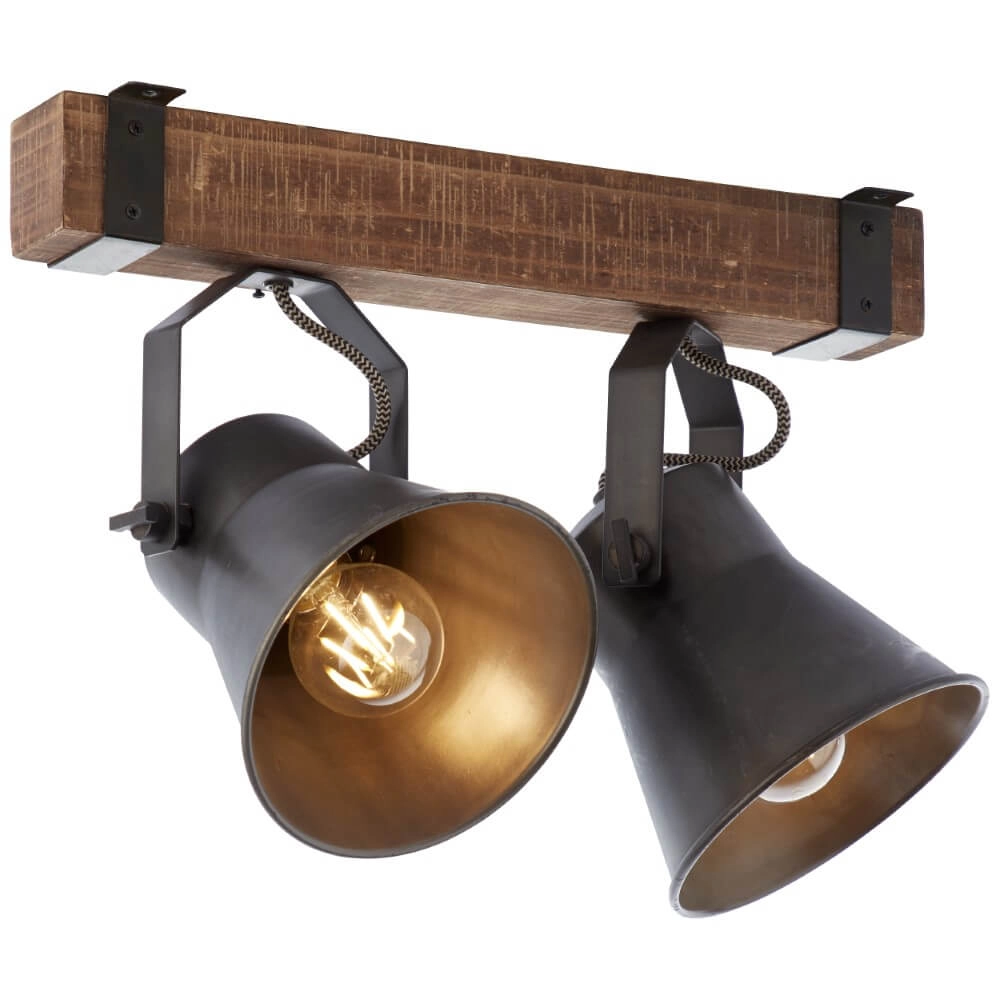 Plafonnier 2 lumières Decca noir avec du marron Brilliant 4004353361449