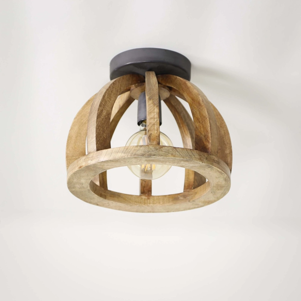 Lampe de plafond en bois Orba Ø 30cm - mangue Lyora 8716803513228