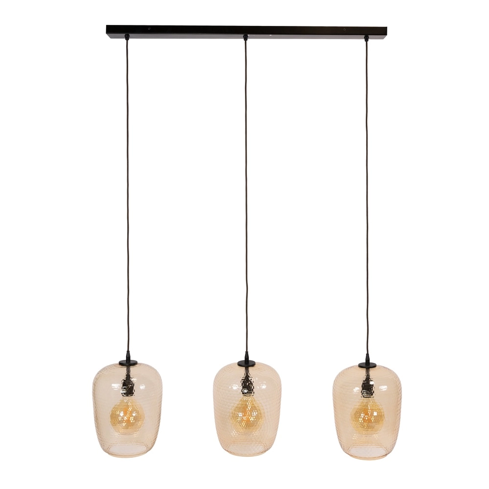 Lampe pendante à 3 lampes Python Verre ambré Lyora 8716803514997