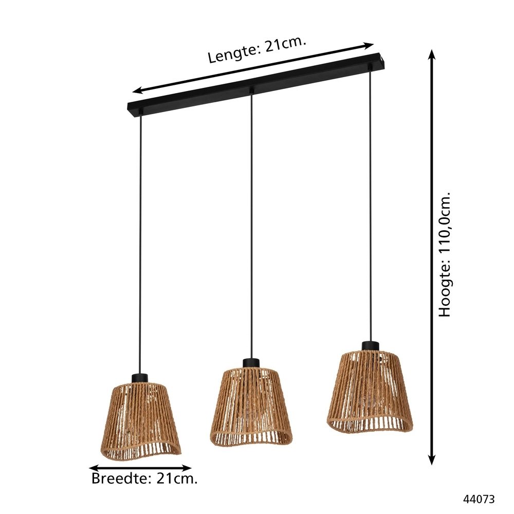 Lampe suspendue à corde Lavister 3 lumières - Ø 21cm Eglo 9002759440732