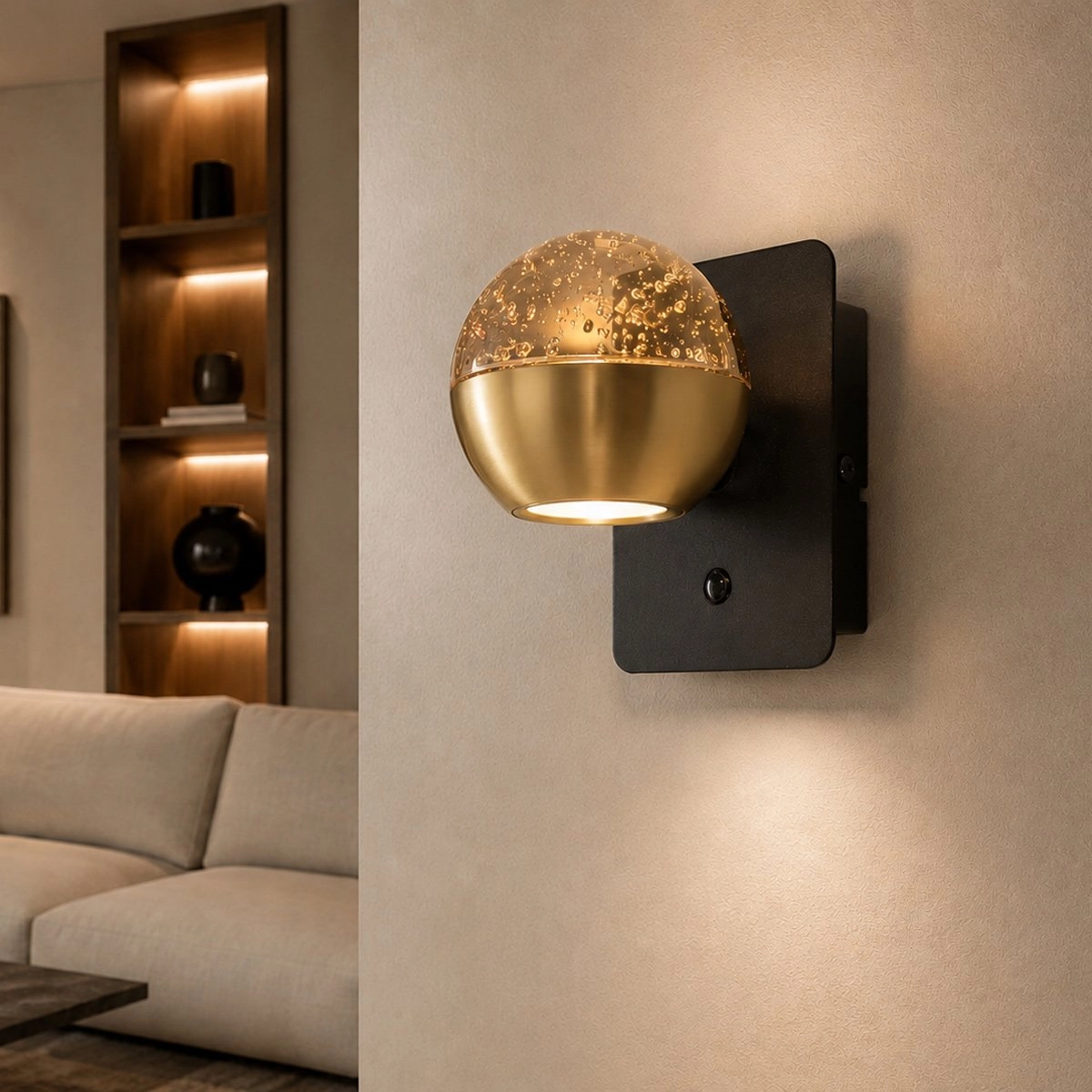 Lampe murale LED Belluno laiton avec verre - dimmable Steinhauer 8712746183931