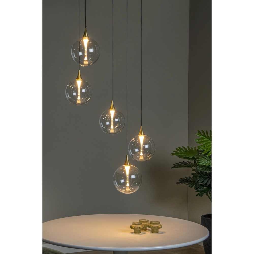 Suspension LED de conception Gisela transparent - 5x Ø 16cm Premium by Lucide 5411212134806