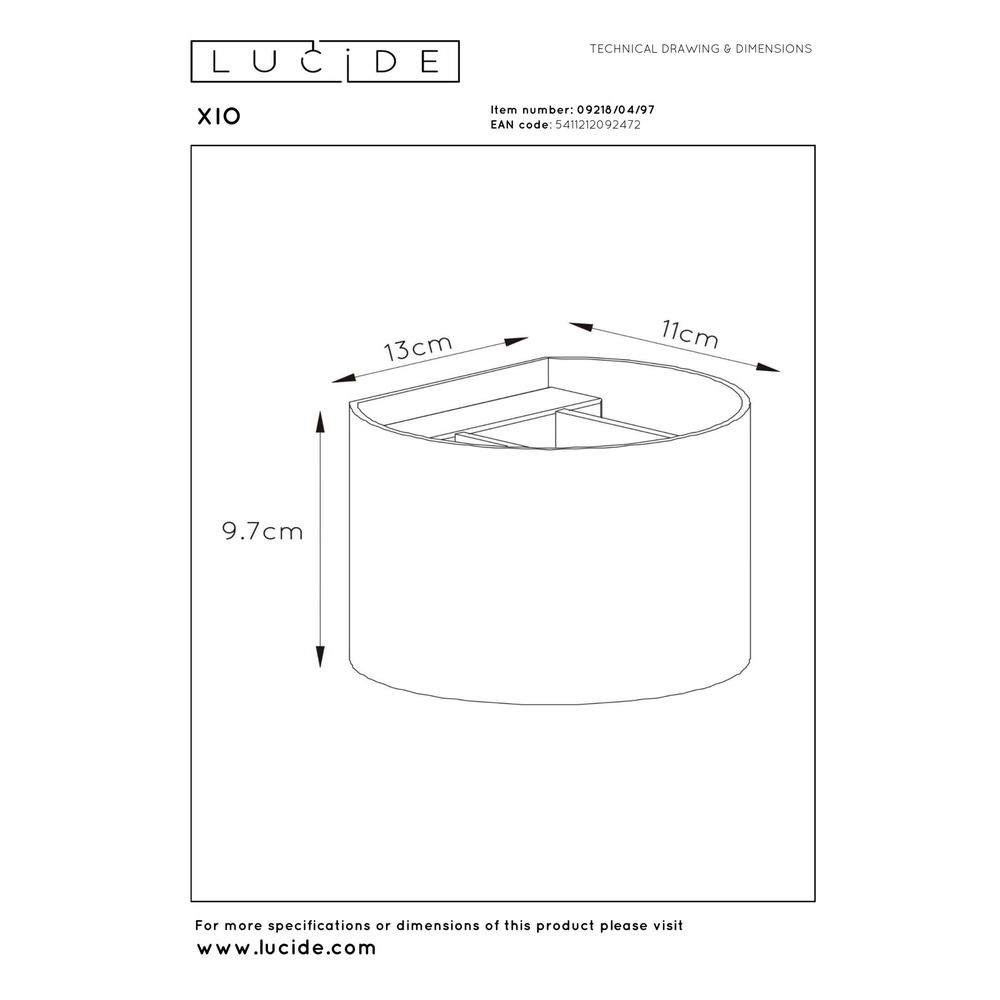 Tache de mur arrondi Xio 2700K brun rouille Lucide 5411212092472