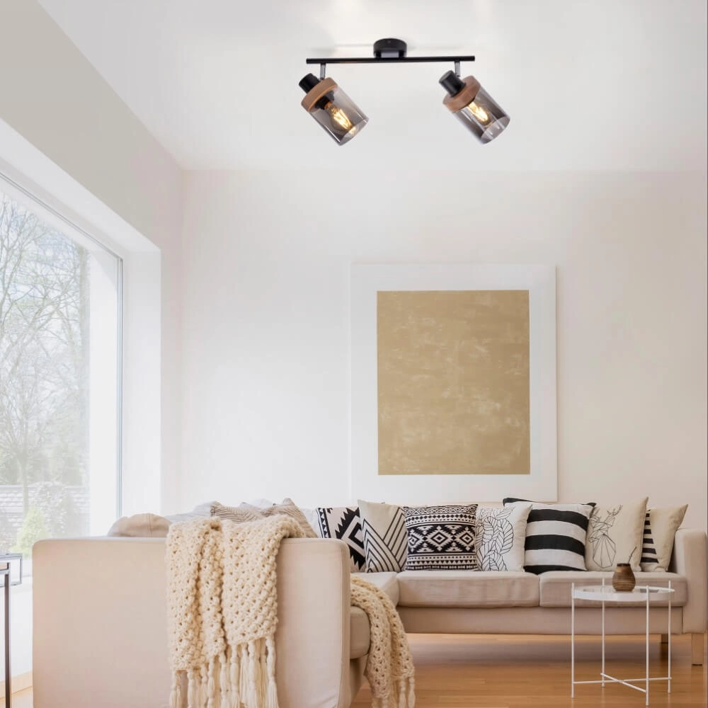 Plafonnier Pasqual 2 lumières noir Just Light 4043689986117