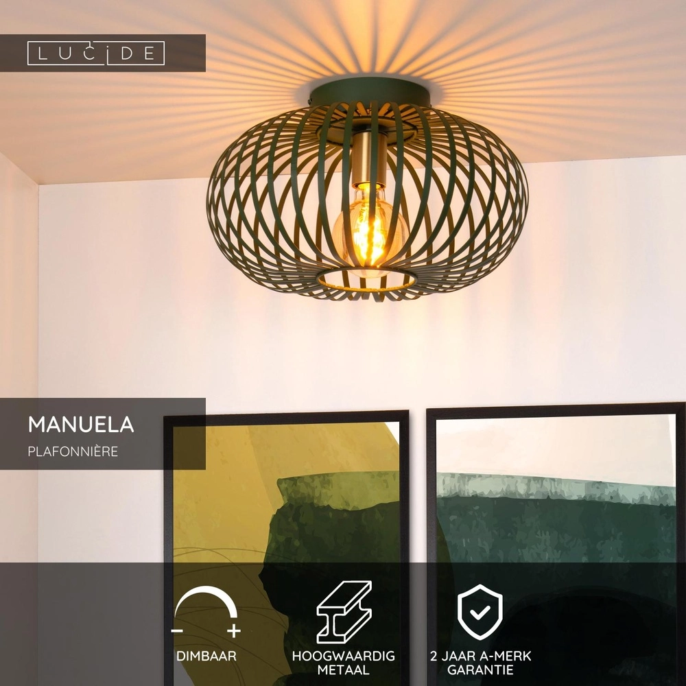 Lampe de plafond Manuela Ø 39,5cm vert Lucide 5411212782809