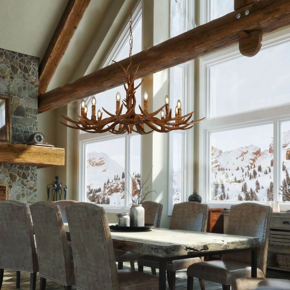 Lampe suspendue en bois Stag Ø 108 cm Searchlight 5053423134444