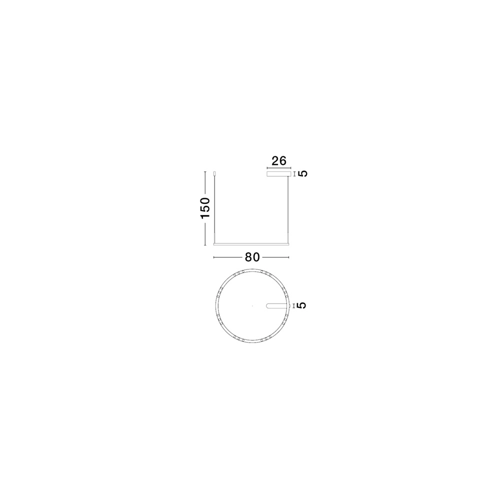 Suspension élégante Lunette noir Ø 80cm Lyora 5212017465207