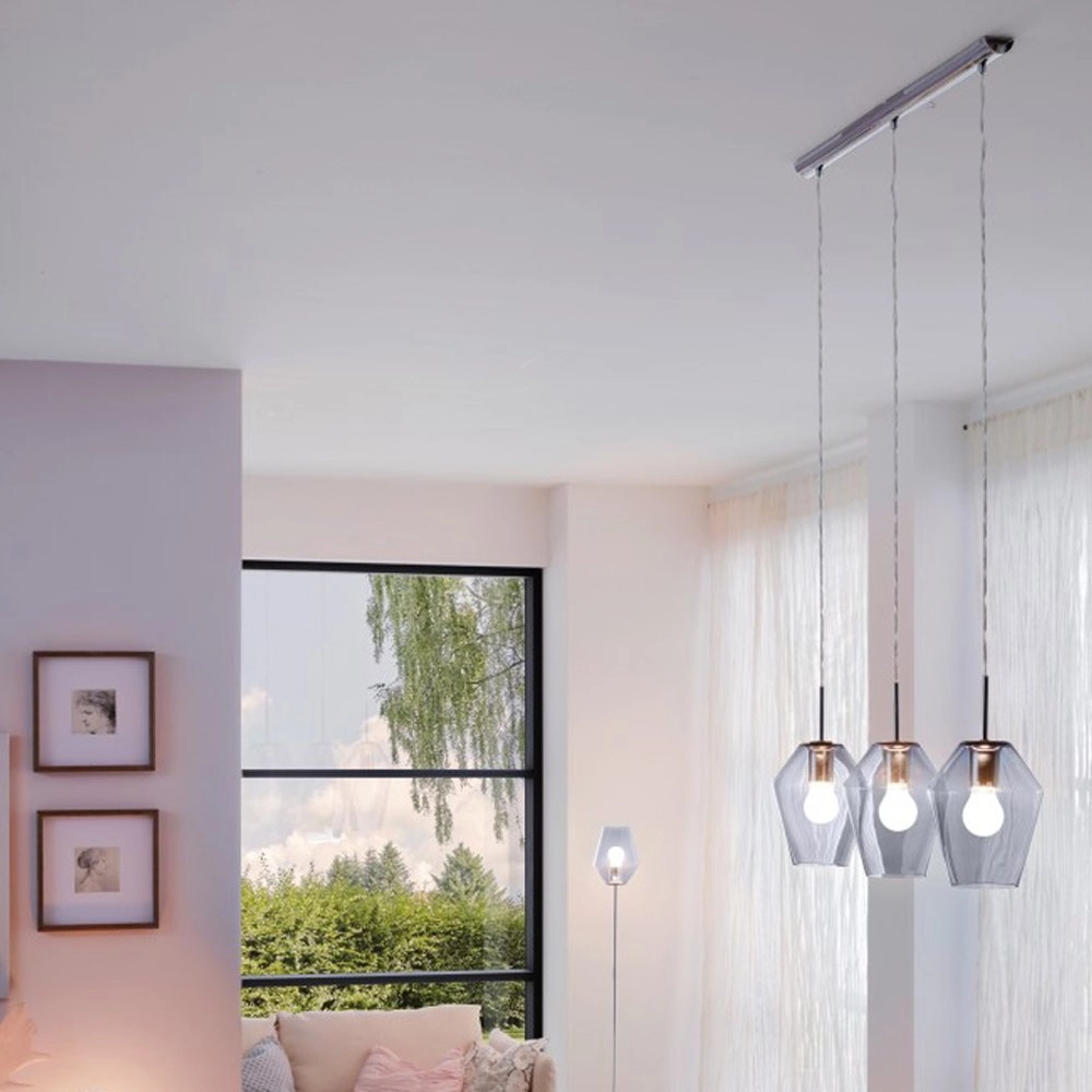 Lampe à suspension Murmillo Chrome à 3 lumières avec fumée Eglo 9002759967741