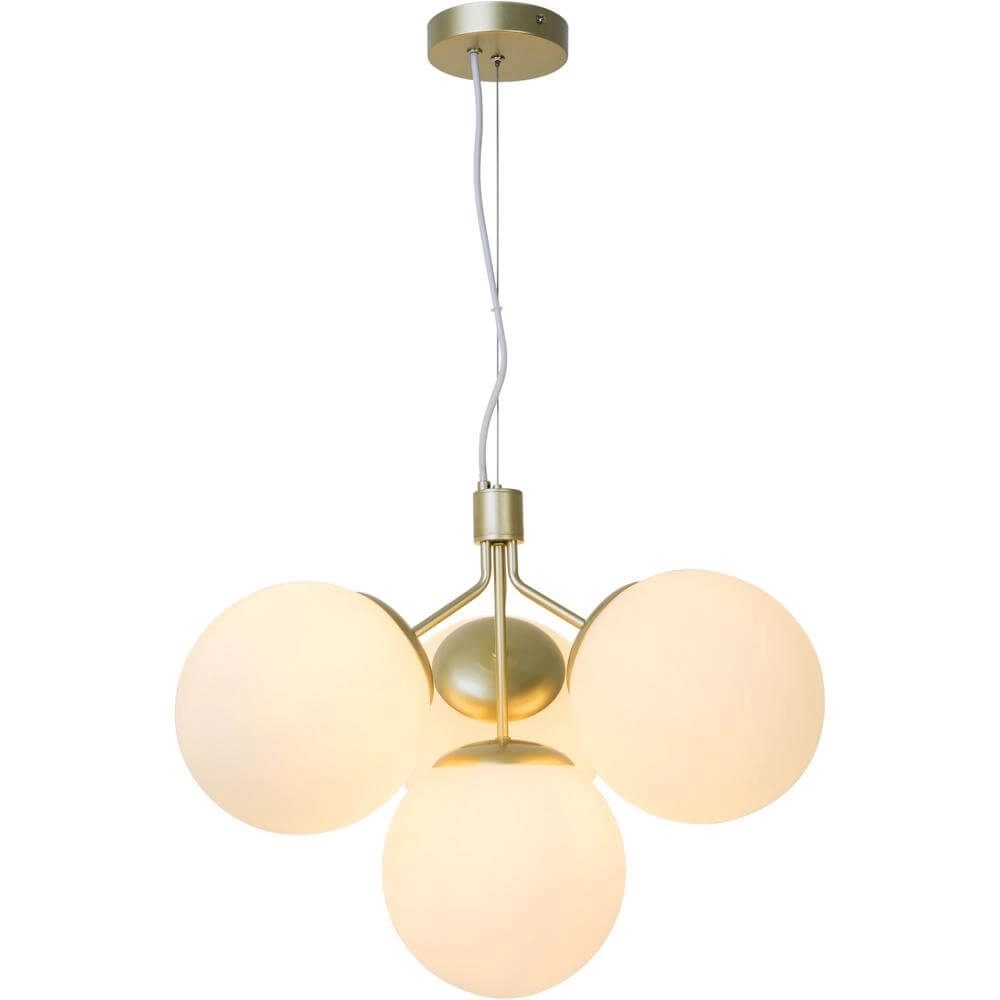Suspension 4 lumières Ivona Or avec verre blanc