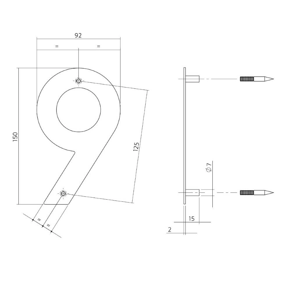Maison numéro 9 Numbra Acier inoxydable 150x2mm Intersteel 8714186126783