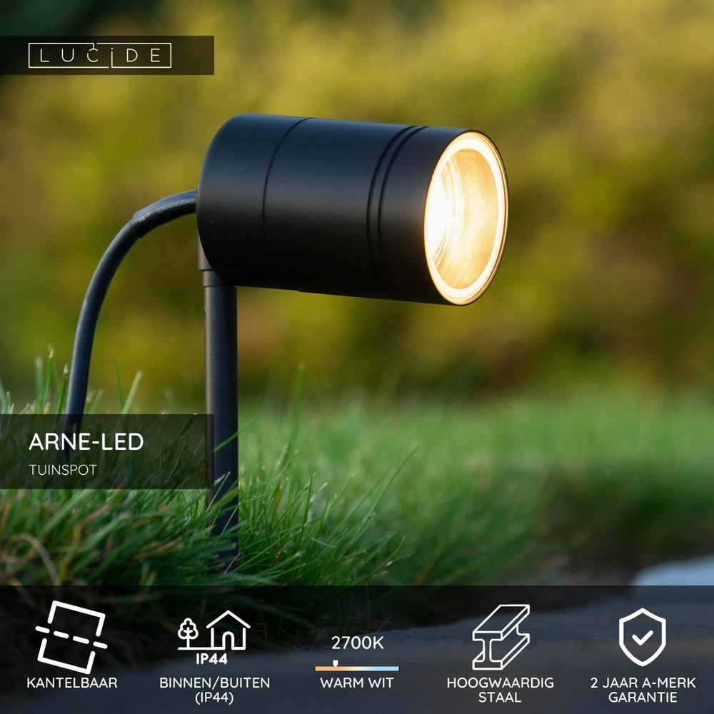 Tache de pointe Arne-Led Noir Lucide 5411212143969