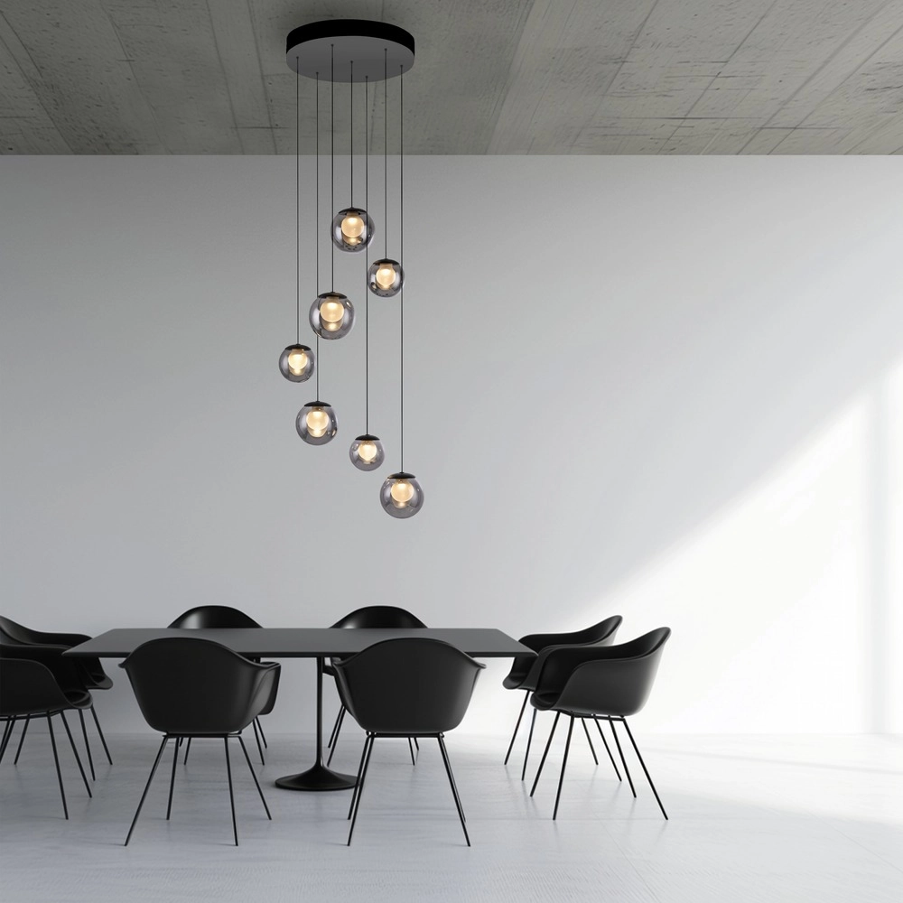 Lampe suspendue à 7 lampes Pure Popup Gris mystique Paul Neuhaus 4012248396674