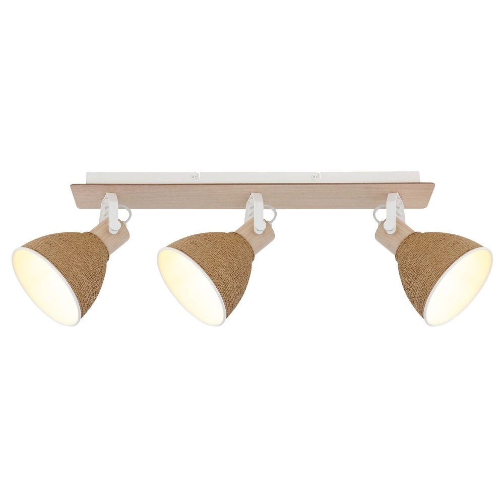 Lampe de plafond Lyndon Blanc à 3 lumières avec rotin Globo 9007371586745