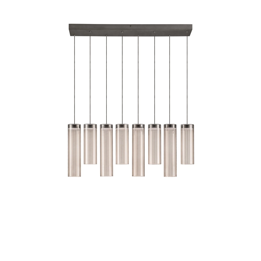 Lampe pendante de conception Brielle Anthracite avec verre moka 8-lights Lyora 5212017495433