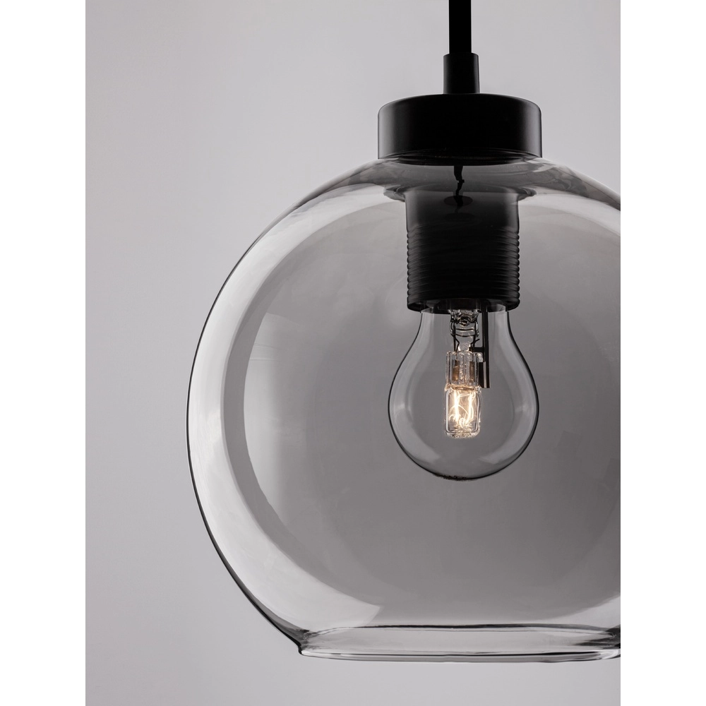 Suspension Palmer Simple noir avec verre fumé Lyora 5212017430946