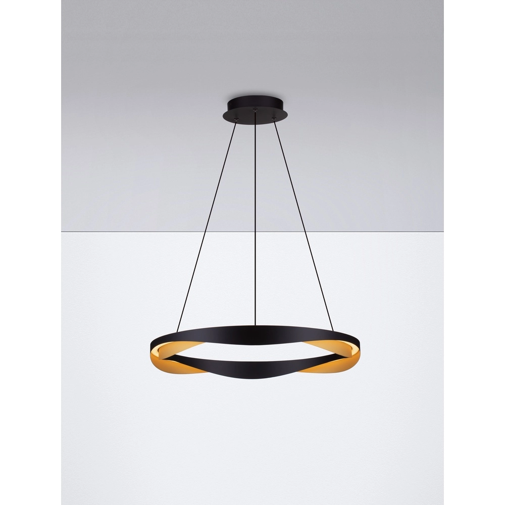 Suspension Radon Ø 65cm noir avec or