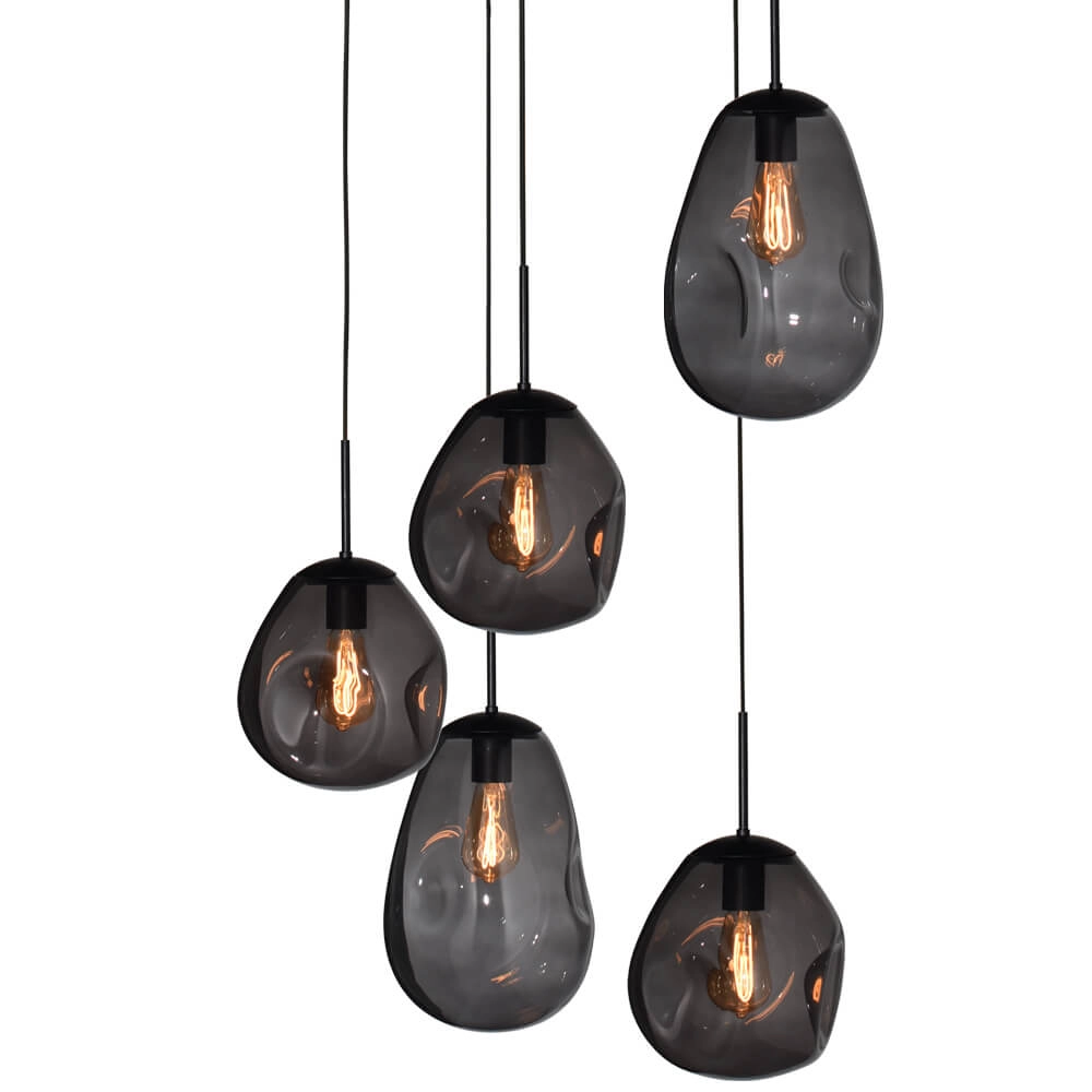 Lampe suspendue Vide Lava 5x verre à fumée Masterlight 8718121286549
