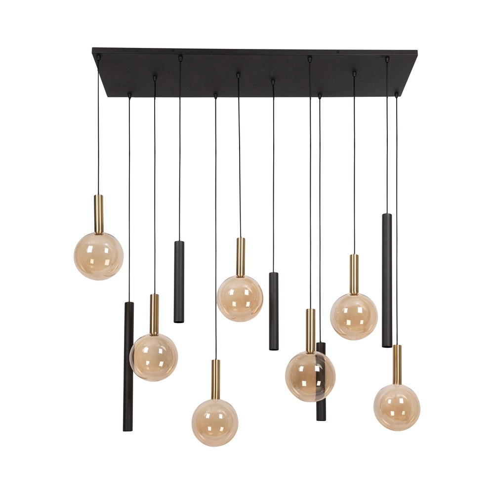 Lampe suspendue à 12 lampes Josiane noir avec or Lucide Vibes 5411212212160