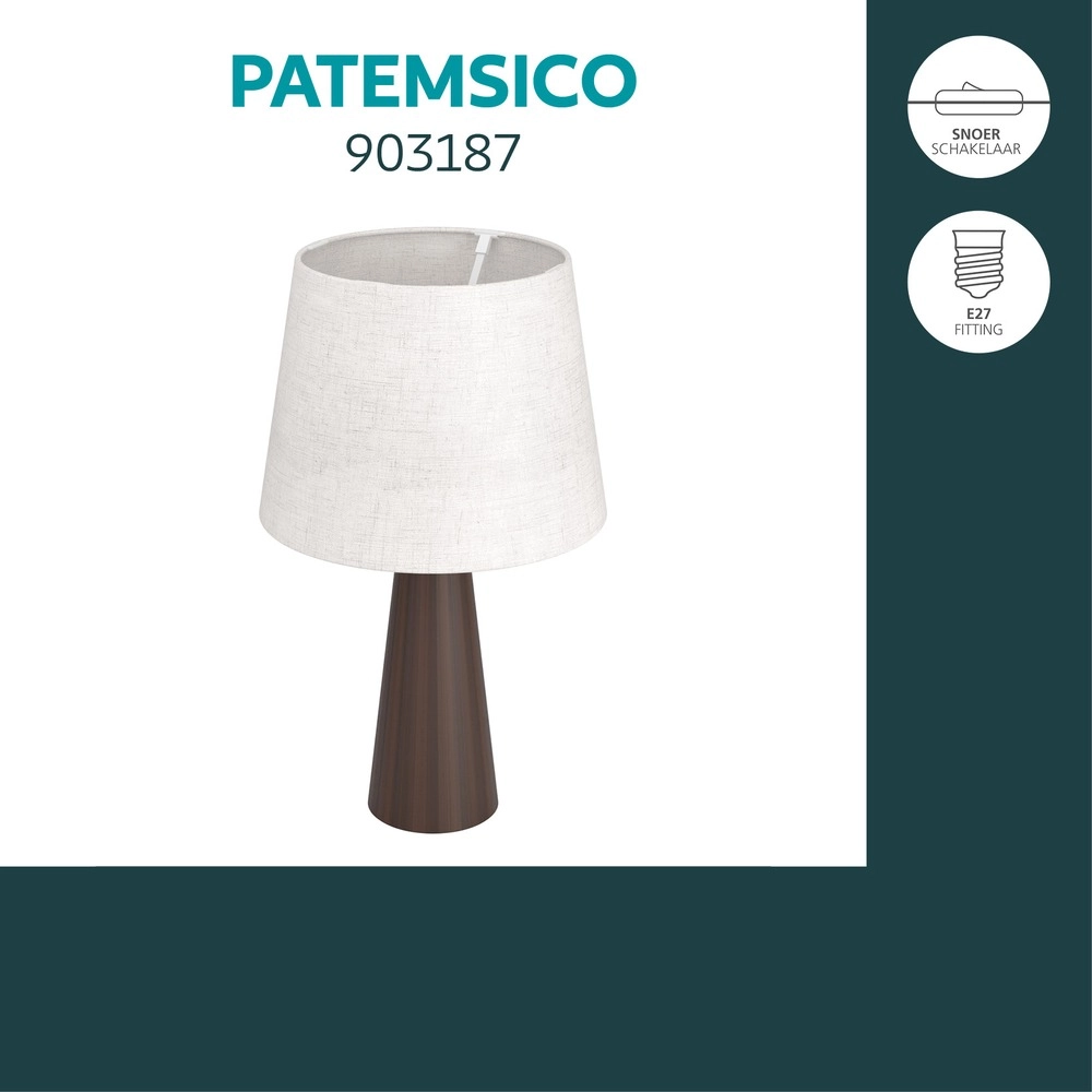 Lampe de table de campagne Patemsico Marron avec capot Eglo 9008606406647