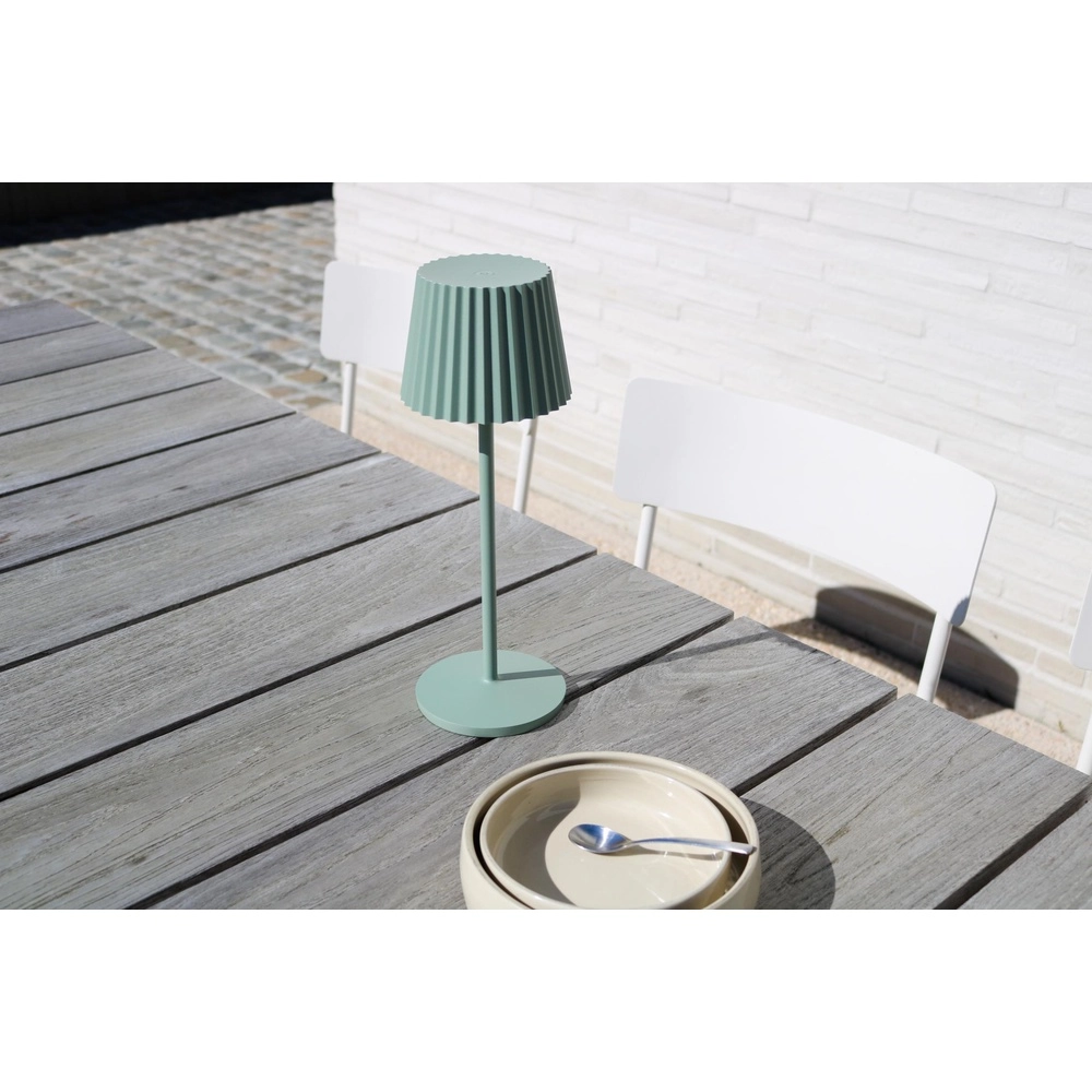 Lampe de table rechargeable Justine Vert avec station de recharge Lucide 5411212272225