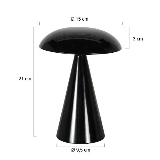 Lampe de table rechargeable Mush Noir Steinhauer 8712746188806