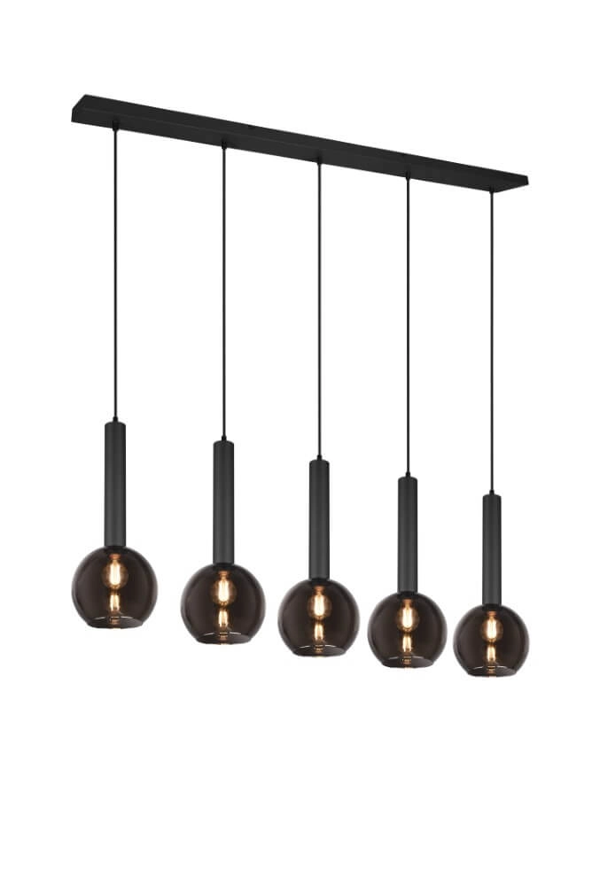 Lampe suspendue 5 lumières Clayton noir Trio 4017807522471