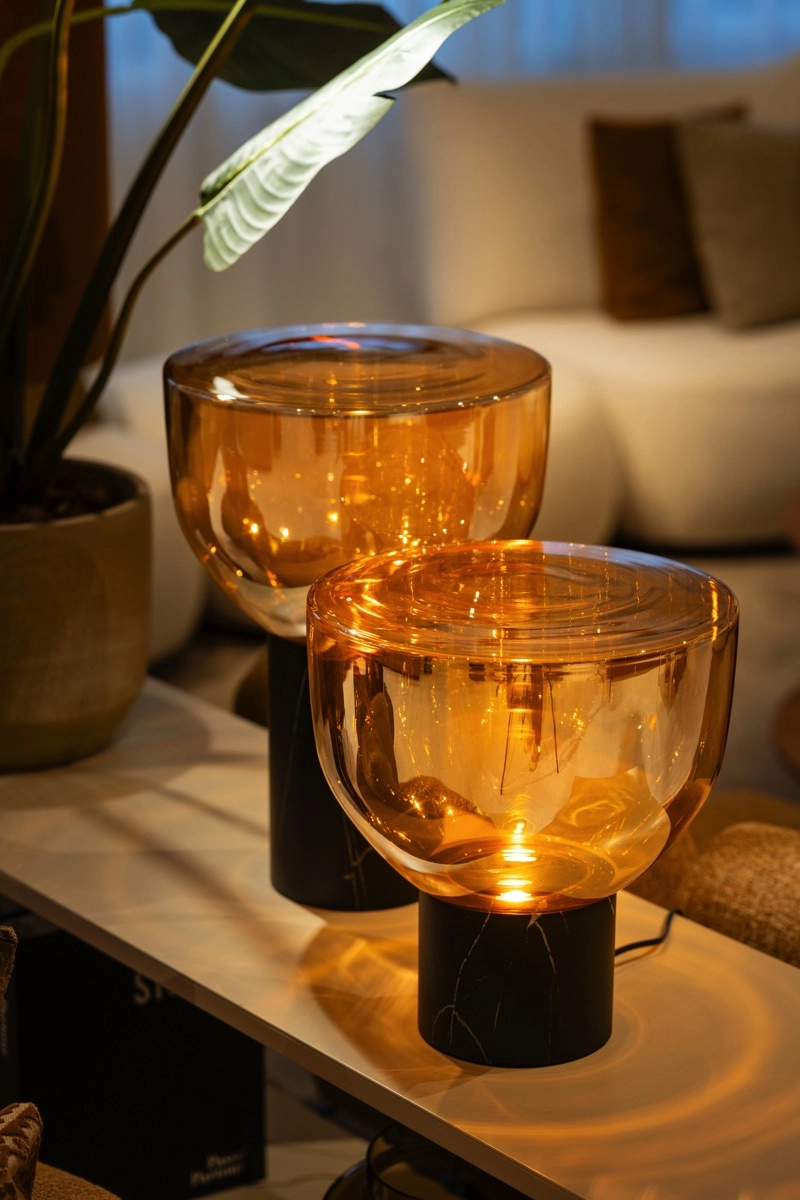 Lampe de table en verre Lana 45cm - aspect marbre ETH 8720195311157