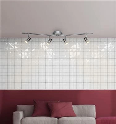 Spot monté en surface pour salle de bain Aries 4 gris clair Searchlight 5053423076942