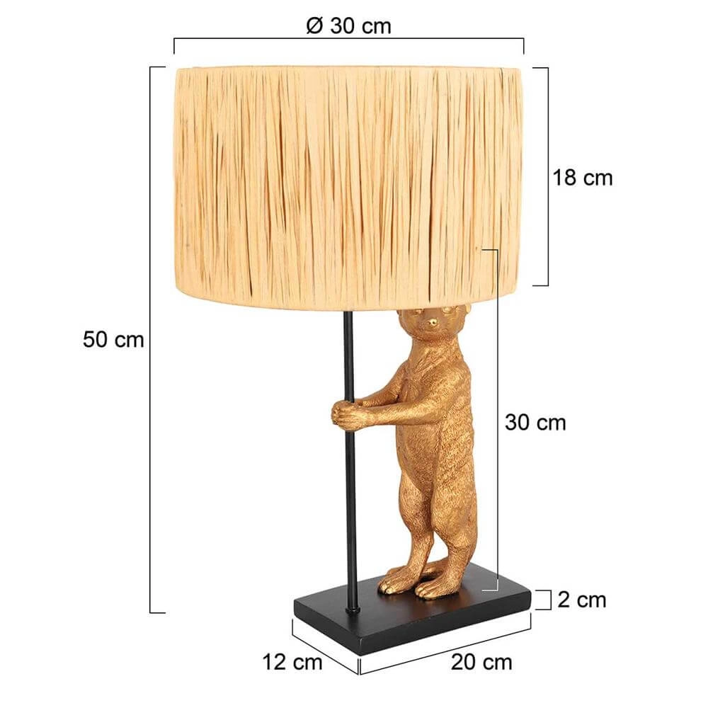 Lampe de table Animaux noir avec abat-jour paille Steinhauer 8712746172119