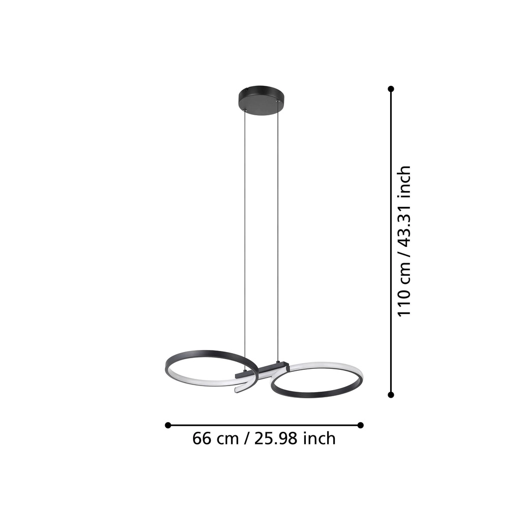 Lampe murale LED moderne Serpins 66cm - noir Eglo 9008606313662