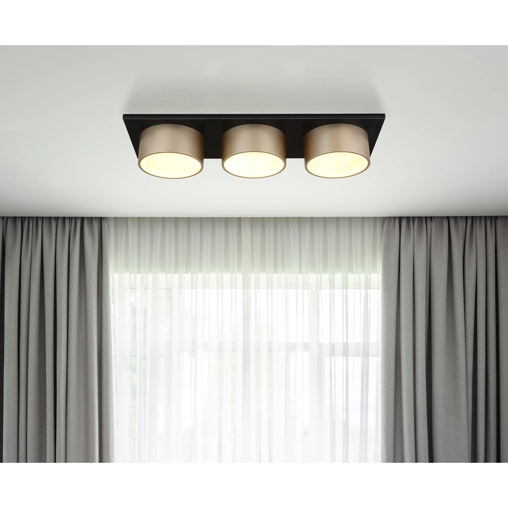 Lampe de plafond à 3 lumières Raymond noir avec du champagne Globo 9007371533862