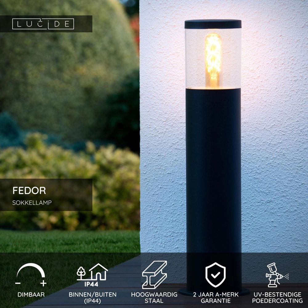 Lampe à piédestal de conception Fedor Noir Lucide 5411212144355