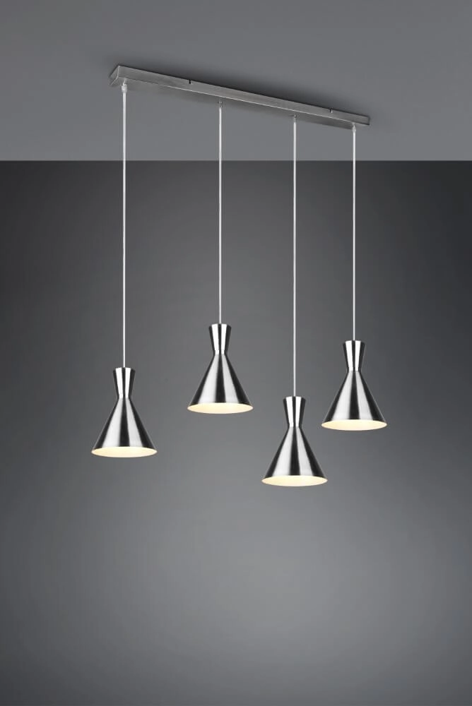 Lampe suspendue Enzo Beam 4 lumières en acier inoxydable Trio 4017807503807