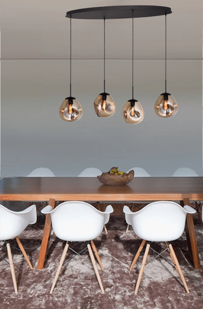 Lampe suspendue Lava Oval 4x verre doré Ø 24cm Masterlight 8718121290072