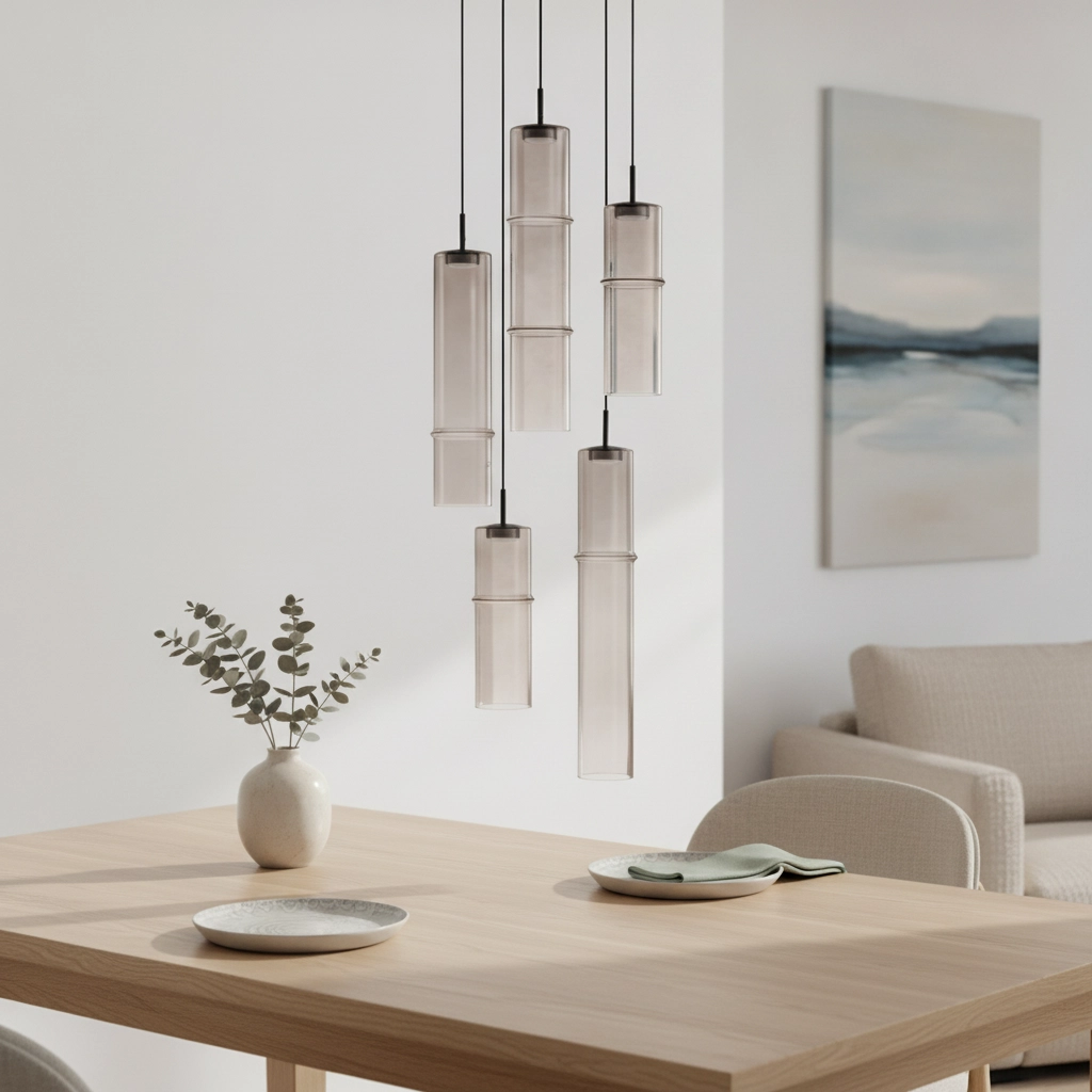 Suspension unique Sano Verre fumé rond à 5 lumières