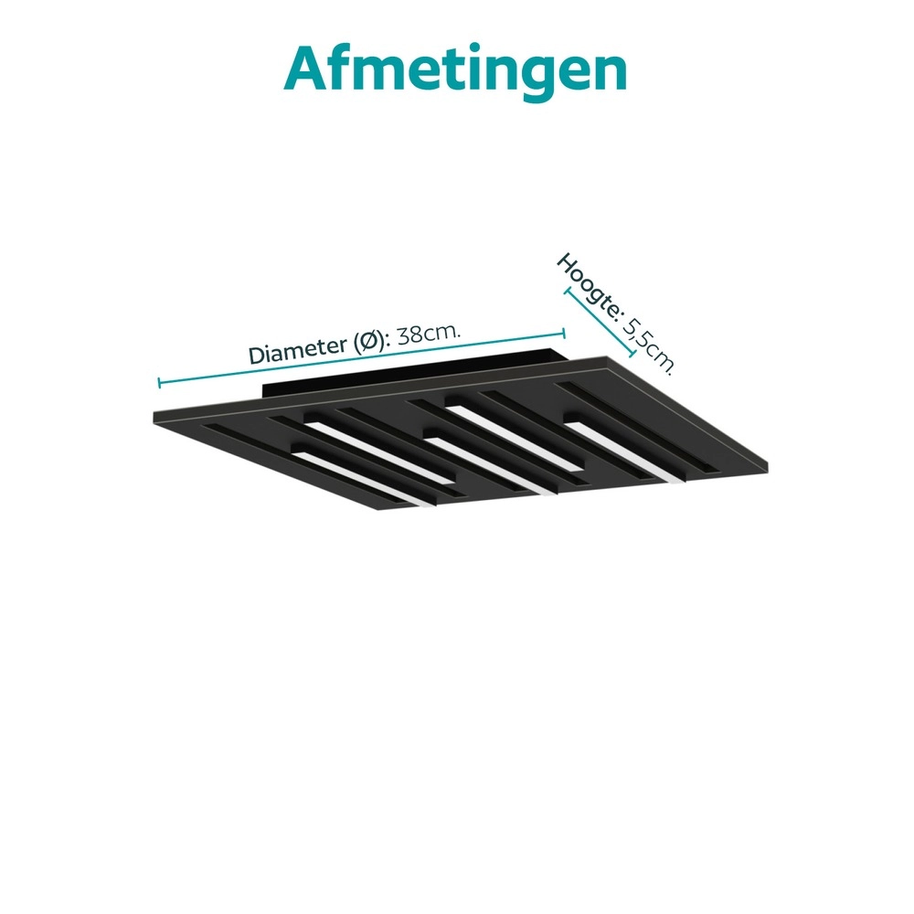 Éclairage de plafond intelligent Pitrignani-Z Carré 38 x 38 cm Noir Eglo 9008606390526