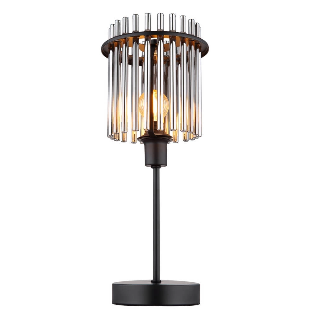 Lampe de table noire Gorley avec verre fumé Ø 15cm Globo 9007371454181