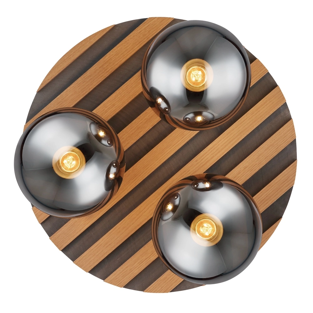 Lampe de plafond Parsons 3-noir clair avec bois Globo 9007371580002