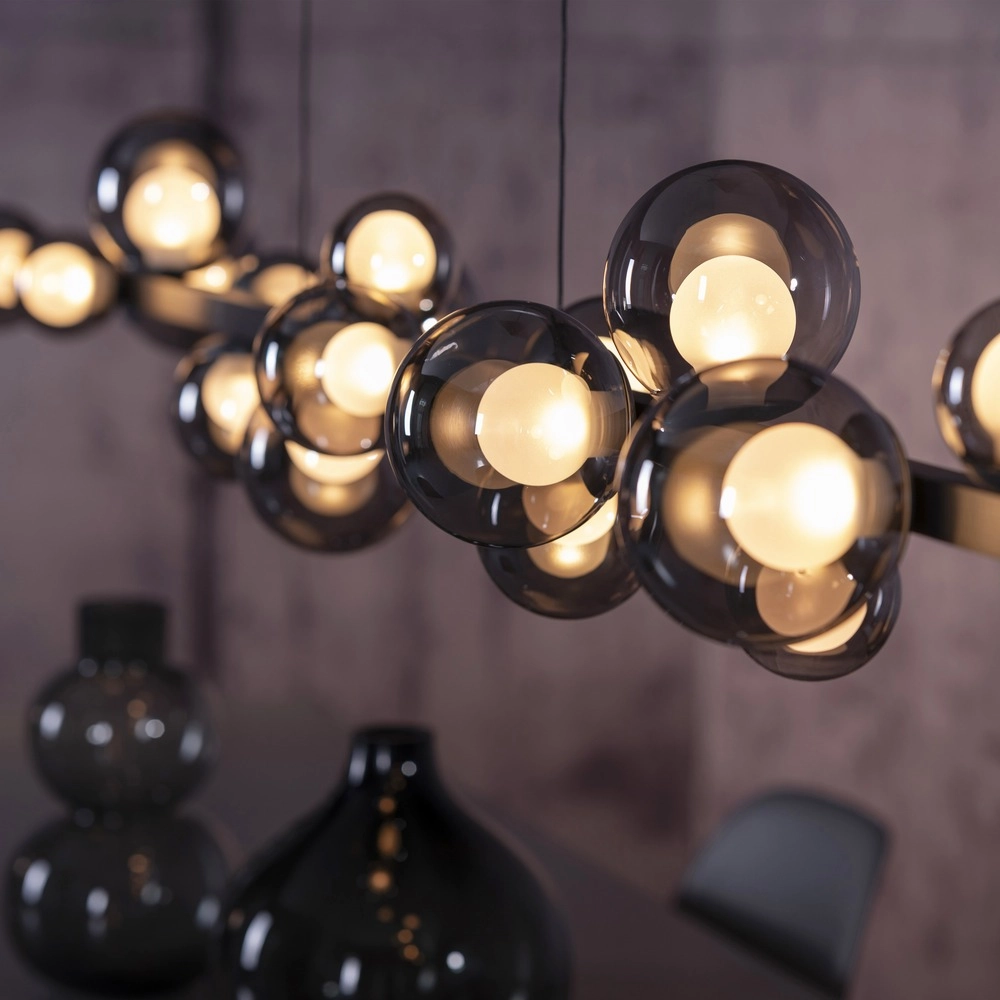 Lampe pendante de table à manger Pure E-Popup 18L - avec verre fumé Paul Neuhaus 4012248396452