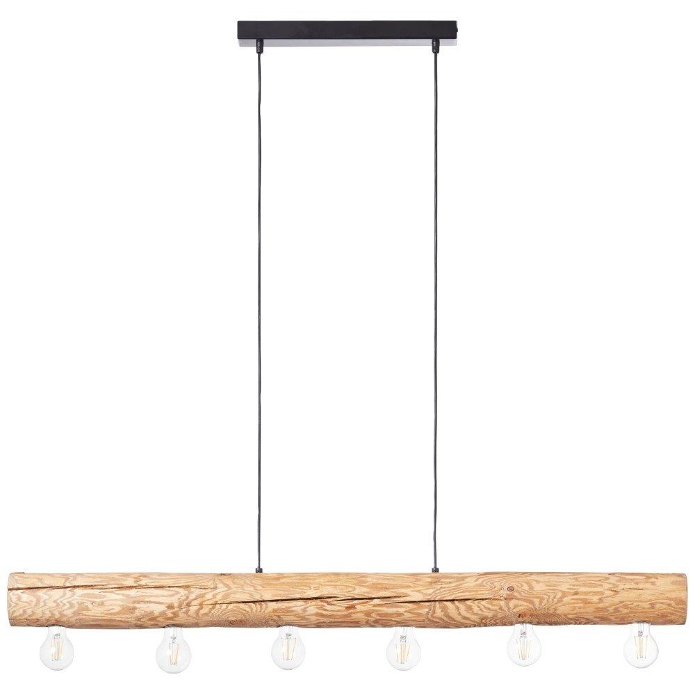 Lampe suspendue en bois Trabo Bois 6 lumières avec noir Brilliant 4004353393525