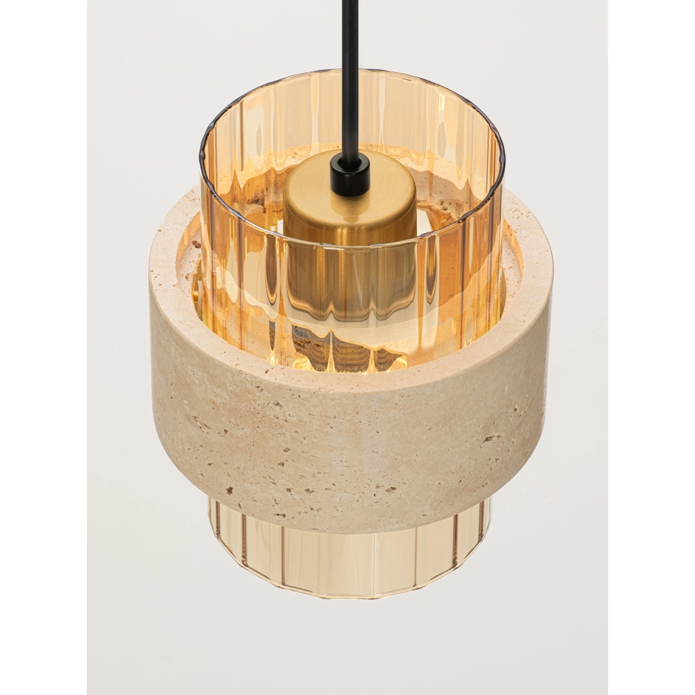 Lampe pendante moderne Melony Verre ambré avec brun sable Lyora 5212063501249