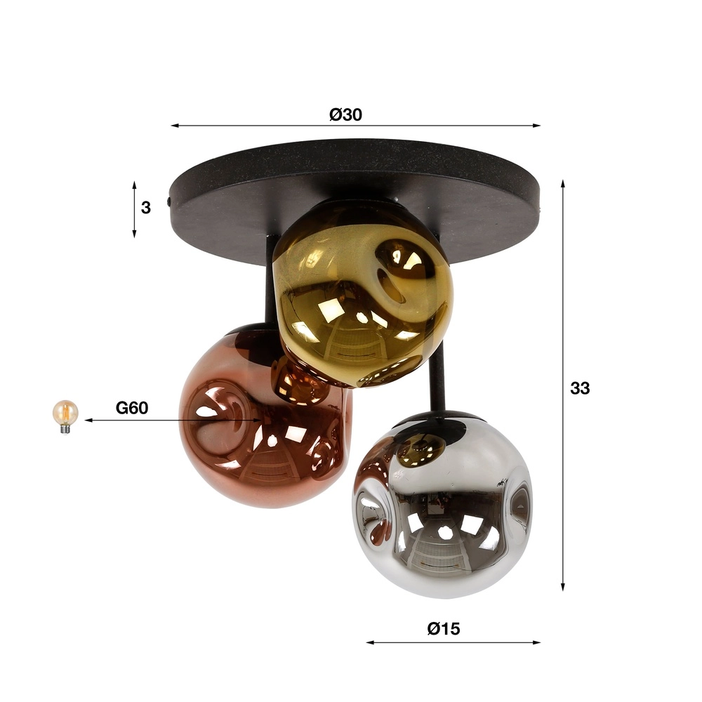 Lampe de plafond en verre Stellar Ø 30cm Lyora 8716803511583