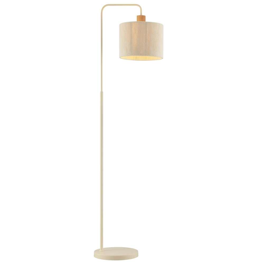 Lampe sur pied Japandi Arlo brun sable avec du bois