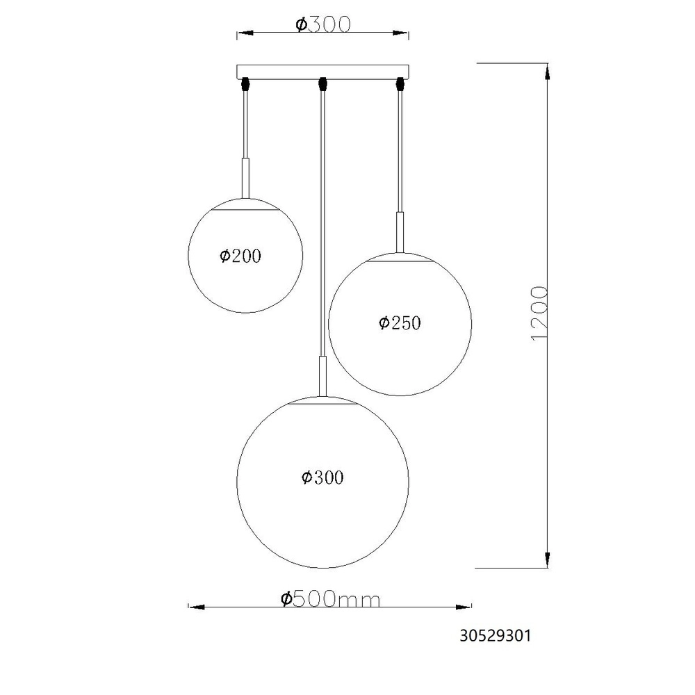 Lampe pendante de conception Kop cartouche nickel à 3 lumières Globo 9007371513994